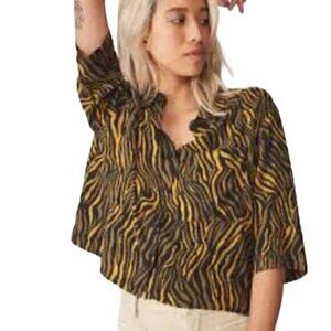 [Cotton On] Animal Print Button Down Crop Top - Size M